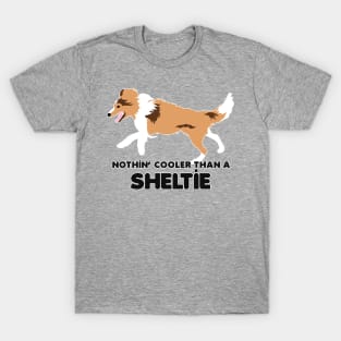 Shetland Sheepdog Sheltie Pattern Miniature Collie Dog Breed in Black T-Shirt